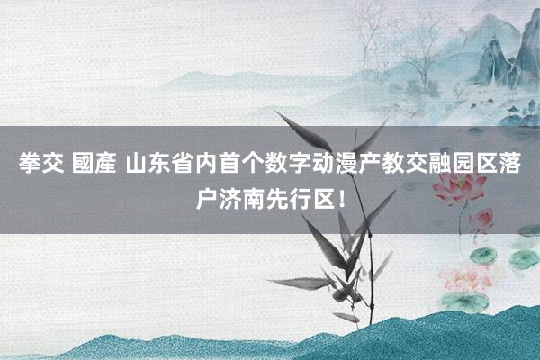 拳交 國產 山东省内首个数字动漫产教交融园区落户济南先行区！